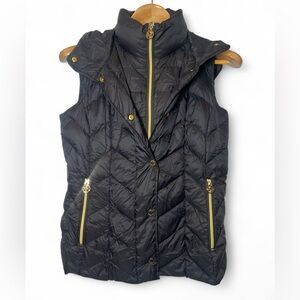 Michael Kors‎ MK Ultra Light Weight Hooded Quilted Puffer Down Vest Black XS